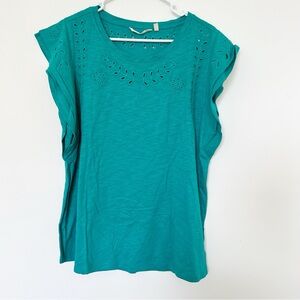 Soft Surroundings Teal Eyelet Top Size 1X NEW